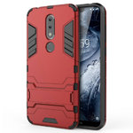 Slim Armour Tough Shockproof Case & Stand for Nokia 6.1 Plus - Red